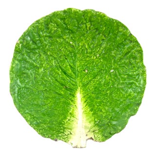 Vintage French Majolica-Style Green Lettuce Leaf Bowl – FTDN Pottery For Sale