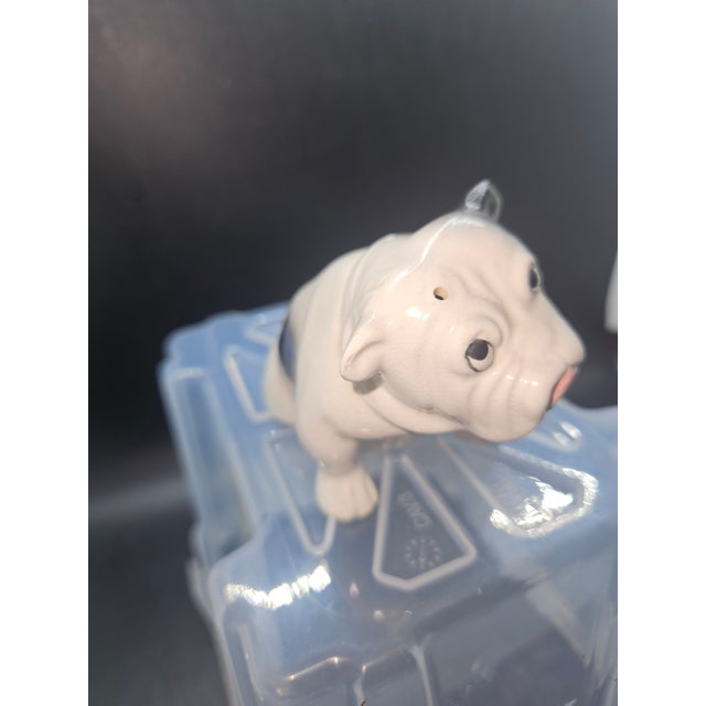 Vintage White Bulldog With Spots Puppy Figurine Dog, Japan For Sale - Image 4 of 7