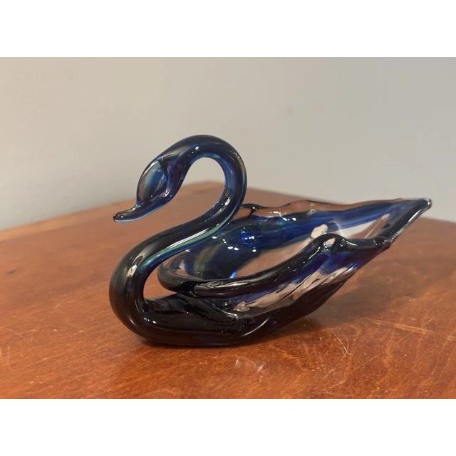 Murano Vintage Murano Style Hand Blown Art Glass Swan Dish Trinket Bowl For Sale - Image 4 of 6
