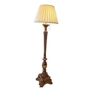 Vintage Carved Giltwood Ornate Floor Lamp For Sale