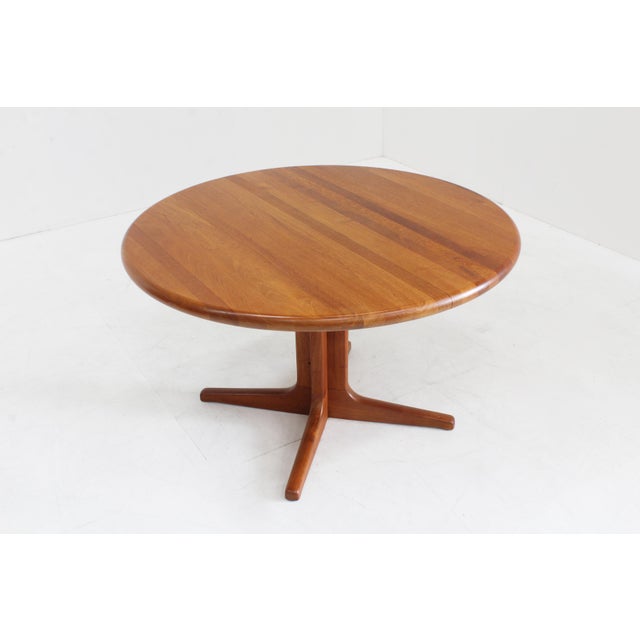 Brown Vintage Danish Round Extendable Dining Table in Teak, 1960s For Sale - Image 8 of 10