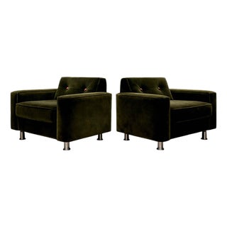 Pair of “Pullman” Armchairs in Dark Olive Velvet, Jorge Zalszupin for L’Atelier, Brazil, 1970s - Lot 146-566 For Sale