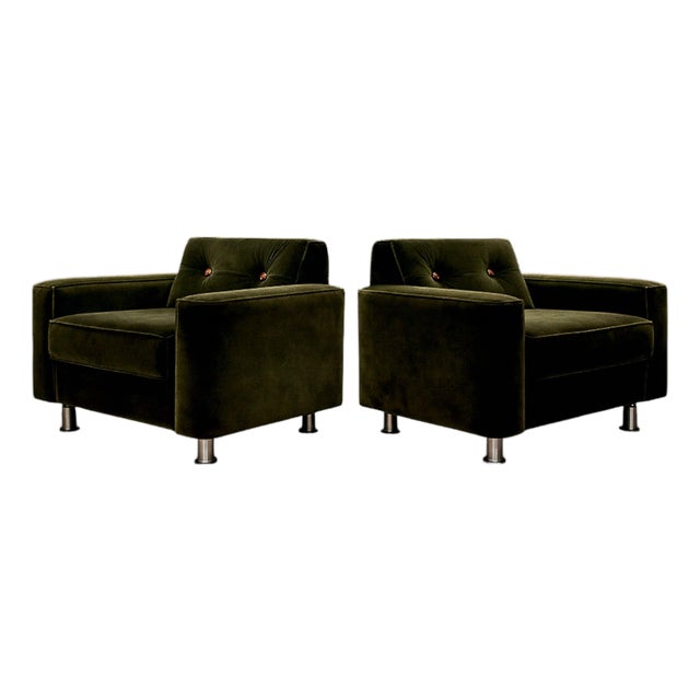 Pair of “Pullman” Armchairs in Dark Olive Velvet, Jorge Zalszupin for L’Atelier, Brazil, 1970s - Lot 146-566 For Sale