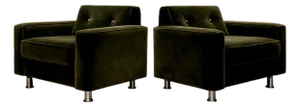 Pair of “Pullman” Armchairs in Dark Olive Velvet, Jorge Zalszupin for L’Atelier, Brazil, 1970s - Lot 146-566