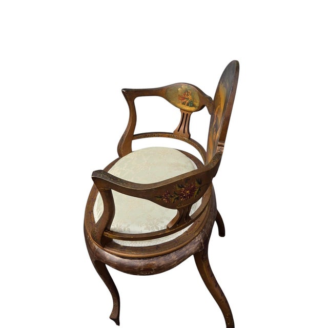 19th Century French Louis XV Style Hand-Painted Romantic Armchair For Sale - Image 11 of 14
