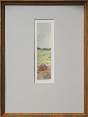 1903 Rocky Landscape Painting with Mountains by Karl Yens, Framed