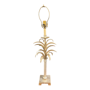 Vintage Palm Beach Style Silver Leaf Tole Palm Frond Lamp, in the Style of Maison Charles