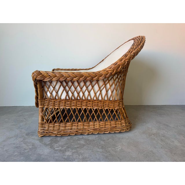 Vintage Coastal Organic Bielecky Brothers–Style Braided Rattan Lounge Chairs For Sale - Image 9 of 12