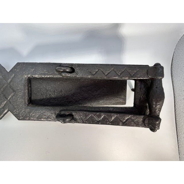 Antique Arts and Crafts Wrought Iron Door Knocker and Letter Box Cover For Sale In New York - Image 6 of 6