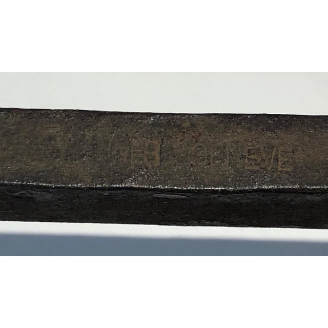 1900s Pair of wrought iron and hammer firedogs. Art Nouveau. Signed Wanner Genneva For Sale - Image 11 of 12