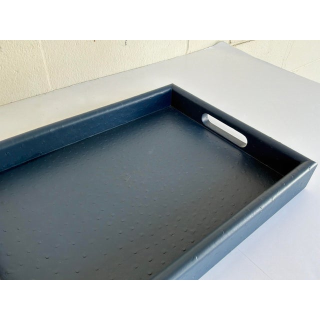 Made Goods Made Goods Co Aisling Med. Navy Ostrich Tray For Sale - Image 4 of 4