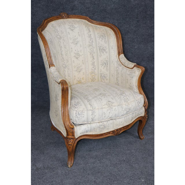 Wood Pair Antique 19th C. French Louis XV Style Bergère Chairs For Sale - Image 7 of 17