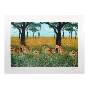 Lion Diptych, Fran Bull Screenprint, Signed and Numbered in Pencil