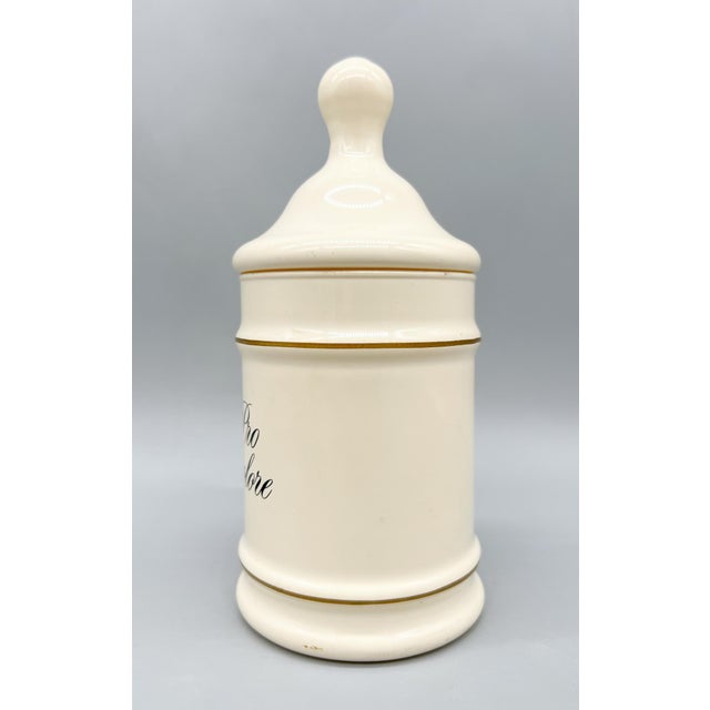 Mid-Century Modern Vintage Painted Glass Apothecary Jar – Pro Dolore (“For Pain”) – Eli Lilly Pharmaceutical Display For Sale - Image 3 of 8