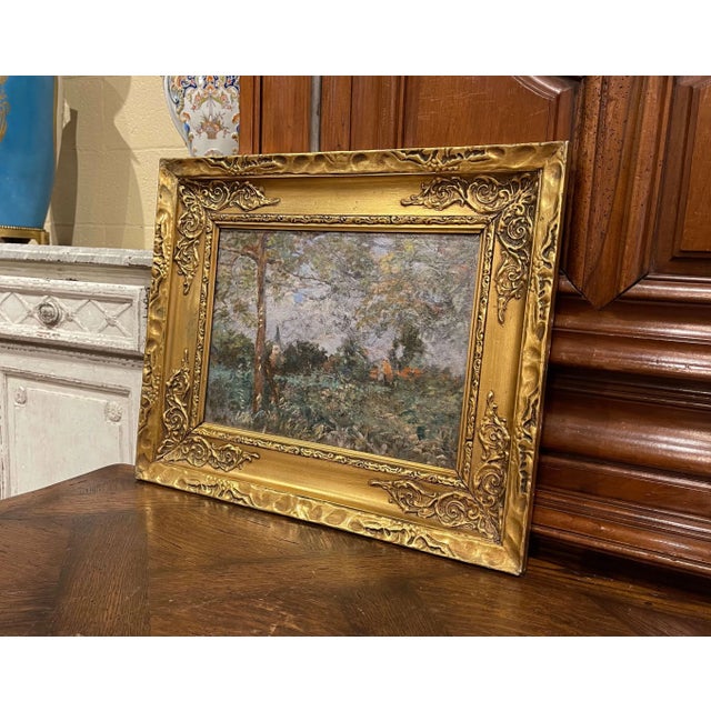 Gold 19th Century French Pastoral Oil Painting Signed H. D. Lemaître For Sale - Image 8 of 12