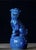 Blue Pair of Blue Glazed Porcelain Guardian Lions – 10.6" Foo Dogs on Drum Bases For Sale - Image 8 of 9
