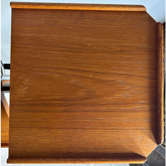 1970s Danecastle ApS Danish Modern Teak and Chrome Adjustable Reading Tray Table Stand - 1 Piece For Sale - Image 4 of 13