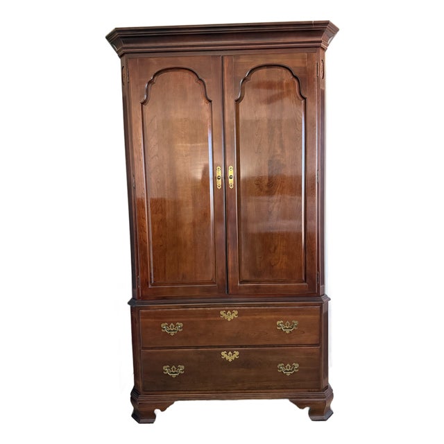 Ethan Allen Georgian Solid Cherry Wood Armoire For Sale