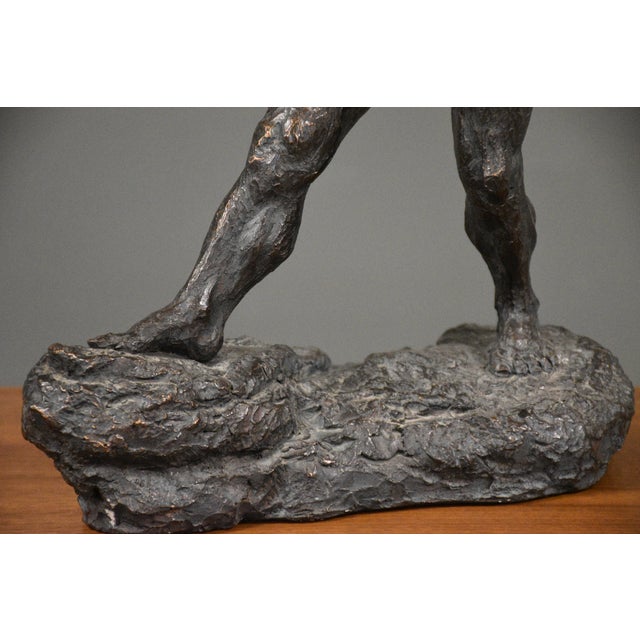 1960s Brutalist Man With a Sling Sculpture Statue by Thomas Holland For Sale - Image 9 of 11