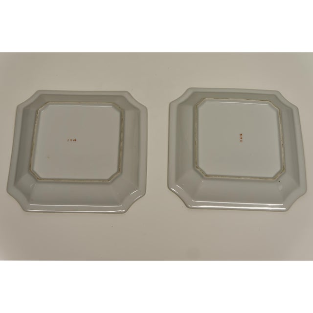 Chinoiserie Asian Style Square Porcelain Plates Pheasant Motif a Pair For Sale - Image 3 of 6