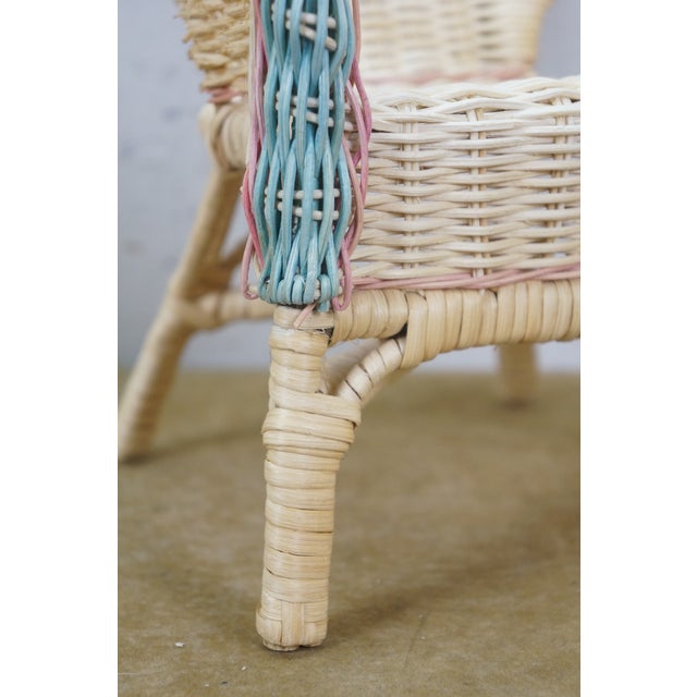 Wood 2 Vintage Wicker Doll Sized Salesman Sample Wicker Rattan Arm Chairs 12" For Sale - Image 7 of 14