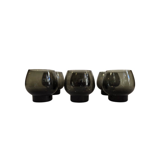 Mid 20th Century Holmegaard Per Lütken Smoky Green Lowball Tumblers With Ribbed Pedestal – Set of 6, Mid-Century Danis For Sale - Image 11 of 17