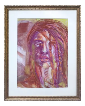 Vintage Expressionist Pastel Portrait of a Woman by Gerard Haggerty