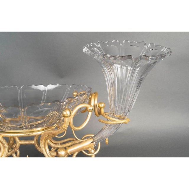 Table Centerpiece in Gilt Bronze and Crystal, 19th Century For Sale - Image 3 of 8