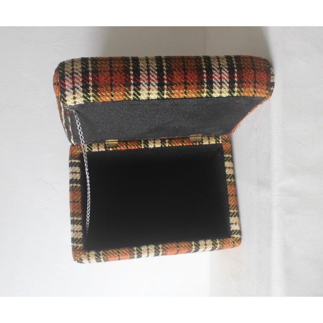 1980s Vintage Bright Plaid Rectangular Stool Storage Trunk For Sale - Image 4 of 11