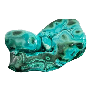 Authentic Polished Malachite & Chrysocolla Freeform Natural Specimen Mid-Century Modern Brutalist Paper Weight