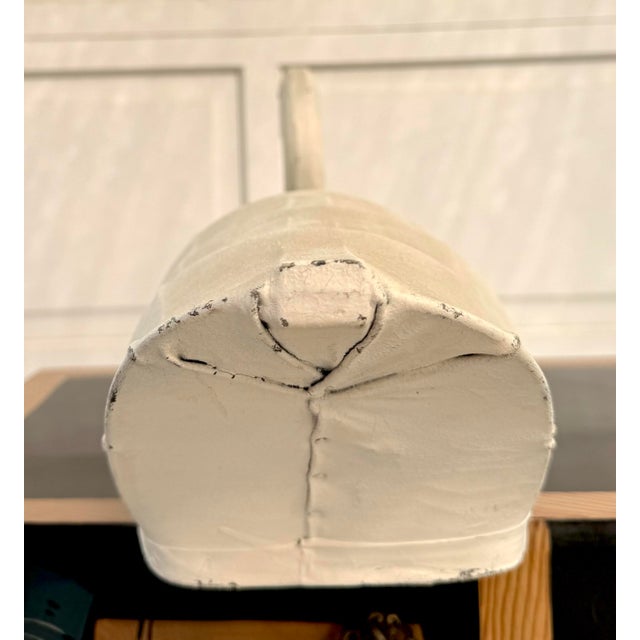 Folk Art Swan Decoy Sculpture With Carved Wood Head and Canvas Over Wire Armature For Sale - Image 11 of 12