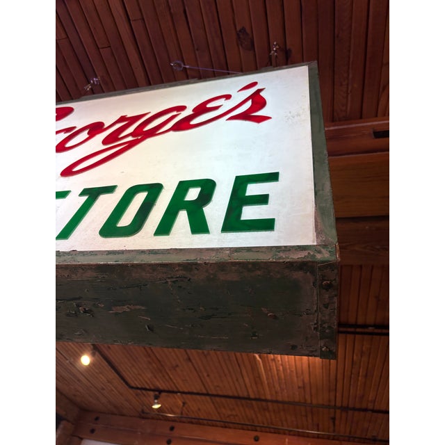Mid 20th Century Large Vintage "George's Music Store" Commercial Hanging Sign For Sale - Image 5 of 12