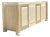 Vintage Washed Pencil Reed Credenza With Travertine Top For Sale