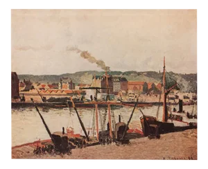 Rare 1940s Camille Pissarro "The Seine in Rouen", First Edition Parisian Lithograph