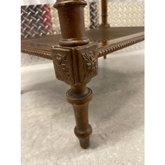 1920s Marble Top Side Table With Caned Shelves For Sale - Image 4 of 11