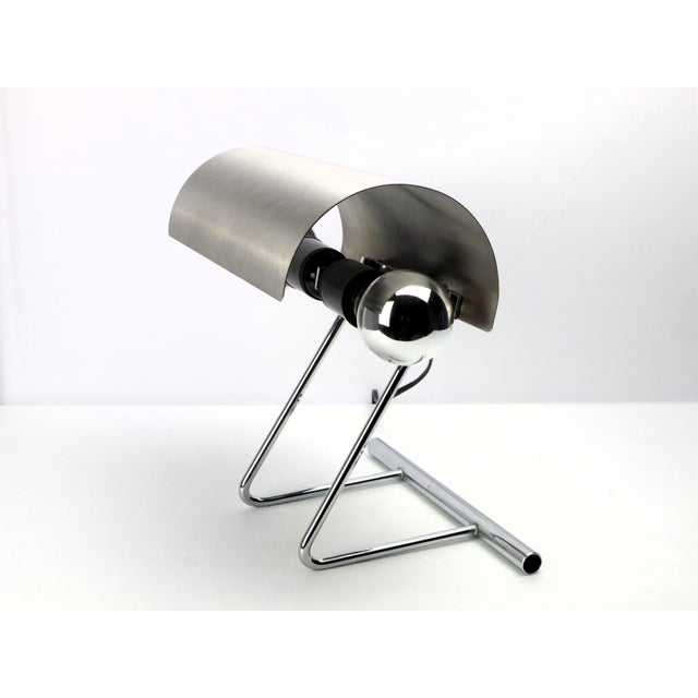 Vintage Stainless Steel Table Lamp in the style of François Monnet, 1970s For Sale - Image 3 of 13