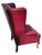 Vintage English Georgian-style wingback oxblood upholstery lounge chair & matching ottoman This vintage English Georgian-...