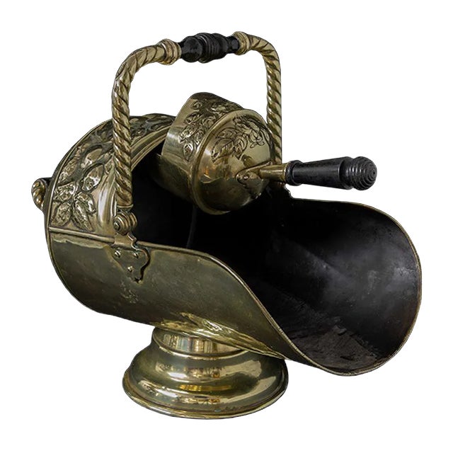 Antique Edwardian Brass Parlour Scuttle For Sale