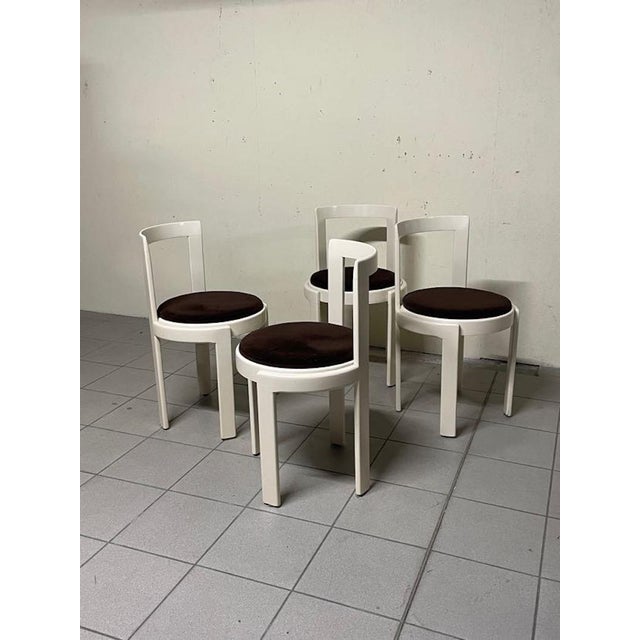 Lacquered Wood and Fabric Chairs, 1970s, Set of 4 For Sale - Image 13 of 16