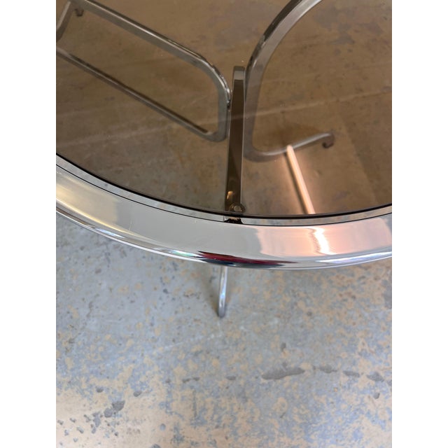 Oval Dining Table in Chrome and Smoked Glass by Gastone Rinaldi for Rima For Sale - Image 5 of 11