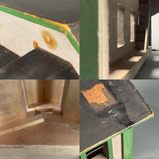 Vintage 1939 "R. R. T. Terminal" Polychrome Wood Architectural Scale Model Folk Art Prop For Sale - Image 12 of 13