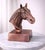 Modern Antique Copper Finish Metal Hand Carved Horse Head Bust Sculptures For Sale - Image 3 of 10