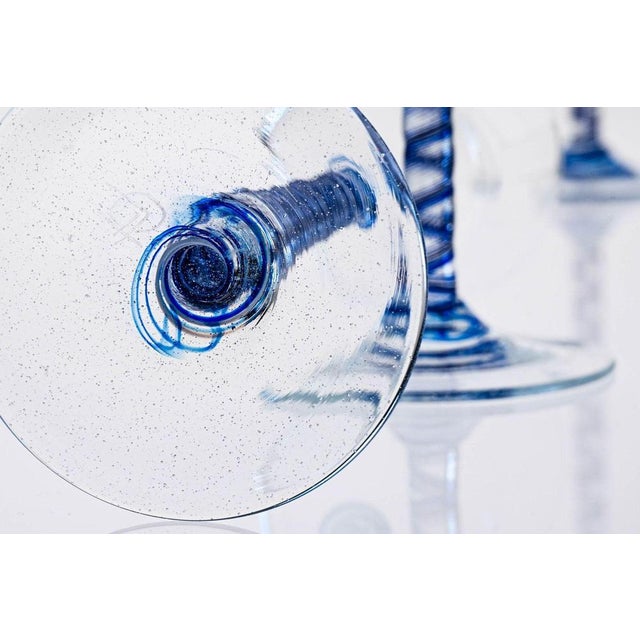 Cobalto and Pulegoso Murano Glass with Twisted Stems from Cenedese, 1950s, Set of 6 For Sale - Image 6 of 18