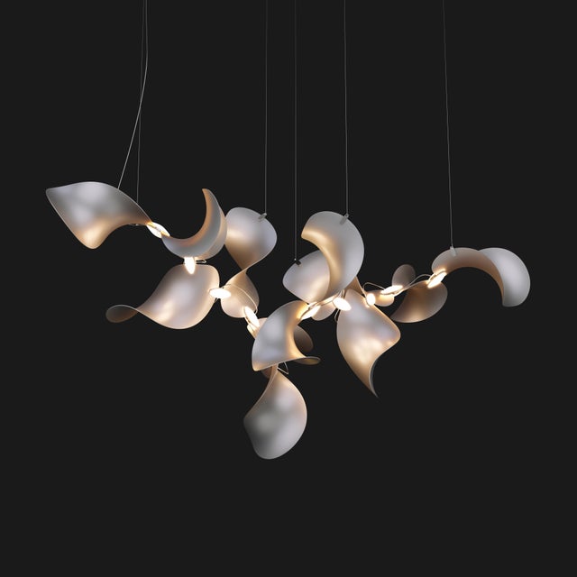 Dune 12 Cluster Chandelier with Silver Anodized Shades by Daniel Becker for Moss Objects For Sale - Image 9 of 11