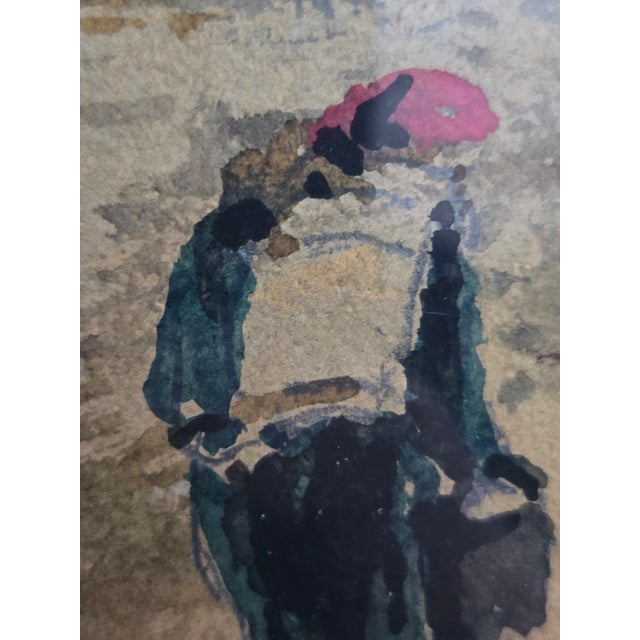 Wood Antique 1917 Thomas J. Caparn (B..1834-1939) Watercolor on Paper Harbor Scene Painting For Sale - Image 7 of 9