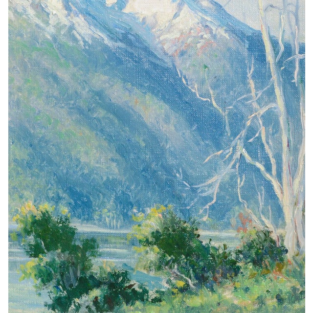 Impressionist Todos Los Santos Lake, Chile, Mid Century South America Landscape by Marco Ortiz For Sale - Image 3 of 7