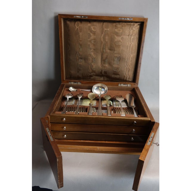 Silver-Plated Metal Cutlery Set in Box, 1930s, Set of 116 For Sale - Image 10 of 12