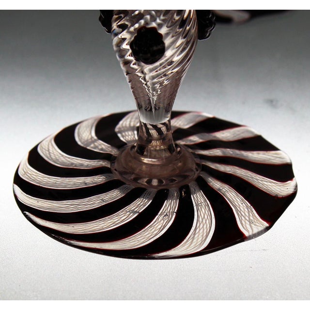 1950s Venini Salviati Zebrata Zanfirico Wine/Champagne Glasses Set of