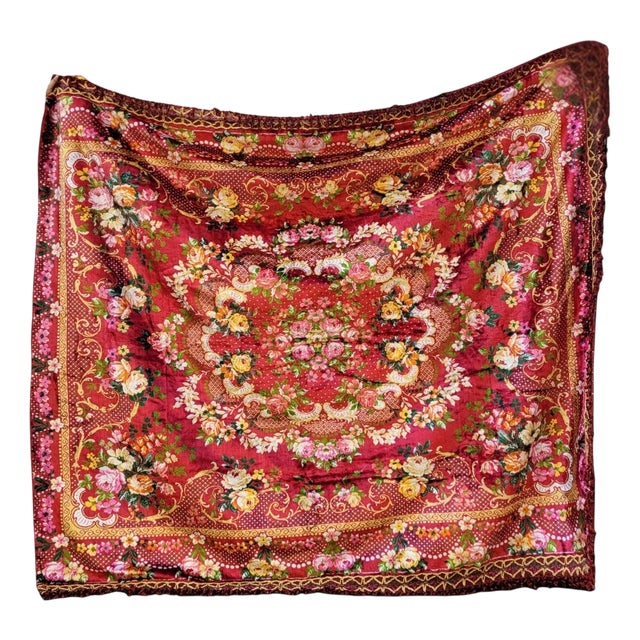 Large Tapestry in Floral Print, 1940s For Sale