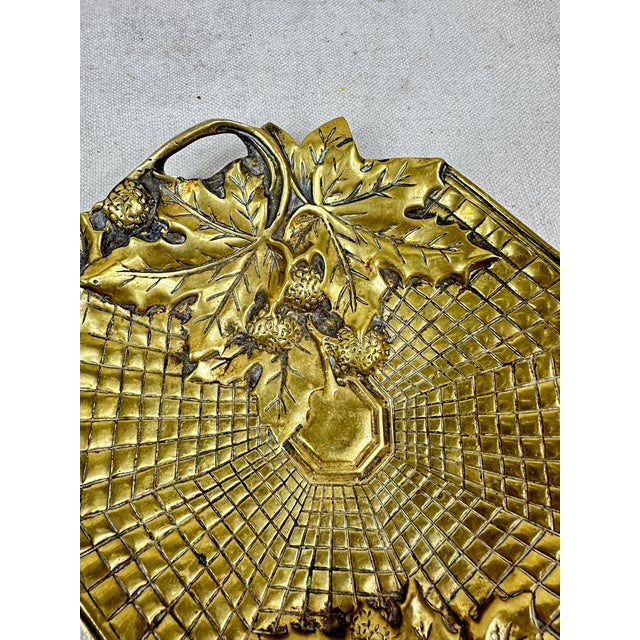 Antique Brass Grape Leaf Tray For Sale In New Orleans - Image 6 of 8